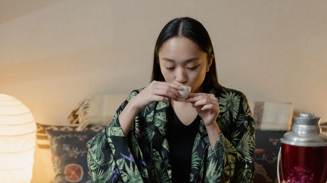 お茶を飲む女性